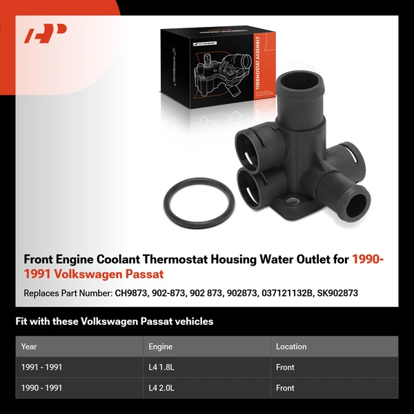 Front Engine Coolant Thermostat Housing Water Outlet for 1990-1991 Volkswagen Passat