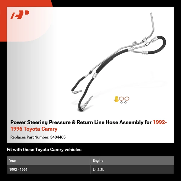 Power Steering Pressure & Return Line Hose Assembly for 1992-1996 Toyota Camry