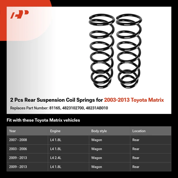 2 Pcs Rear Suspension Coil Springs for 2003-2013 Toyota Matrix