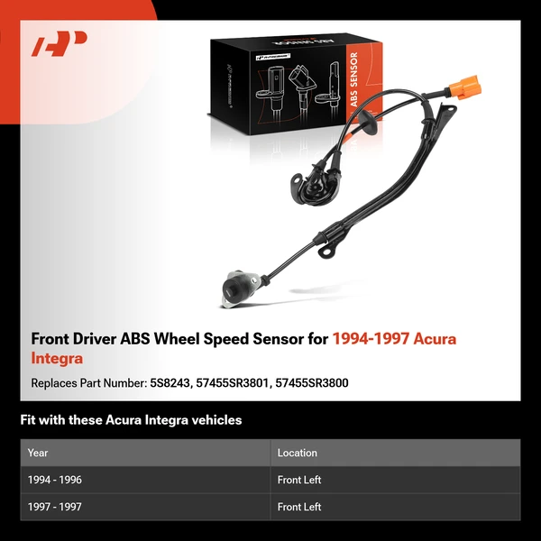 Front Driver ABS Wheel Speed Sensor for 1994-1997 Acura Integra