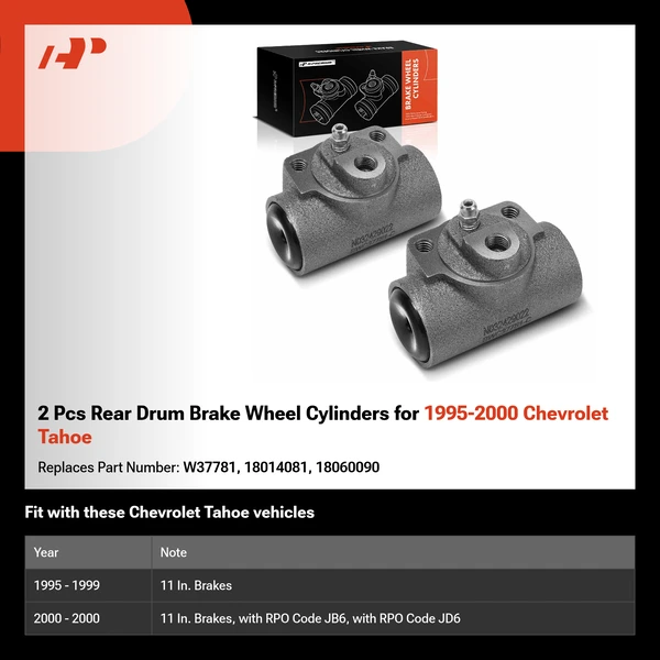 2 Pcs Rear Drum Brake Wheel Cylinders for 1995-2000 Chevrolet Tahoe