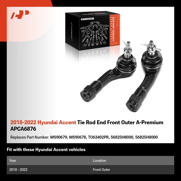 2018-2022 Hyundai Accent Tie Rod End Front Outer A-Premium APCA6876