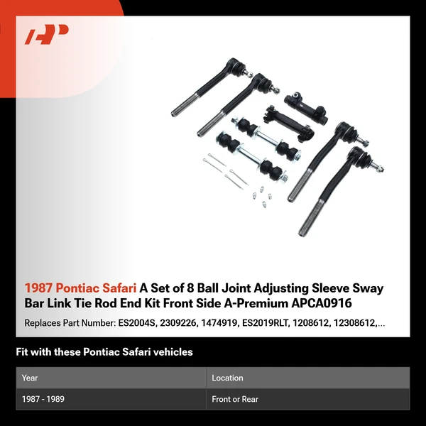 1987 Pontiac Safari A Set of 8 Ball Joint Adjusting Sleeve Sway Bar Link Tie Rod End Kit Front Side A-Premium APCA0916