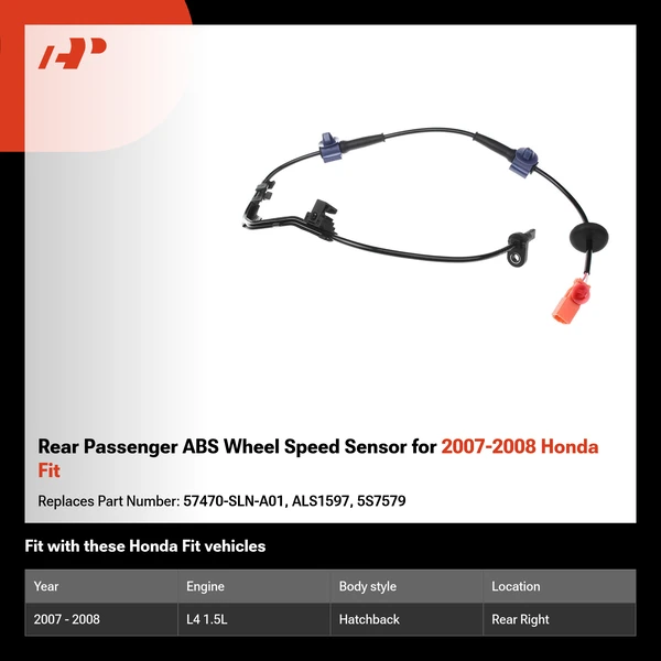 Rear Passenger ABS Wheel Speed Sensor for 2007-2008 Honda Fit