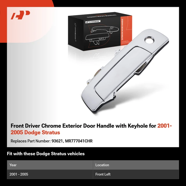 Front Driver Chrome Exterior Door Handle with Keyhole for 2001-2005 Dodge Stratus
