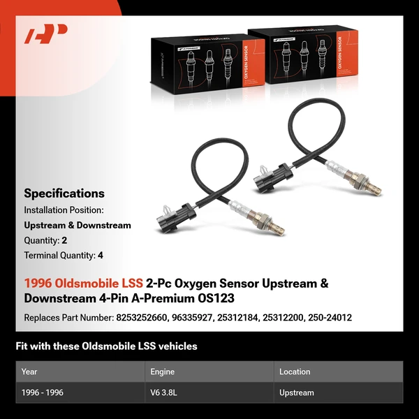 1996 Oldsmobile LSS 2-Pc Oxygen Sensor Upstream & Downstream 4-Pin A-Premium OS123