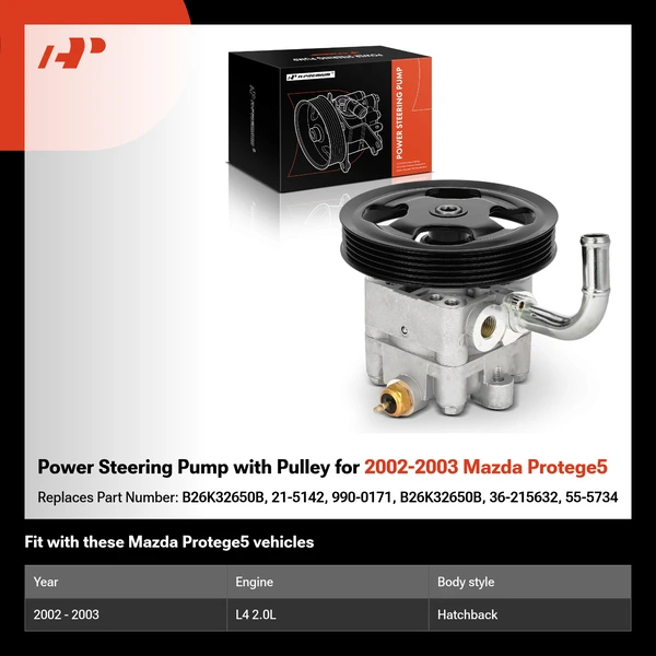 Power Steering Pump with Pulley for 2002-2003 Mazda Protege5
