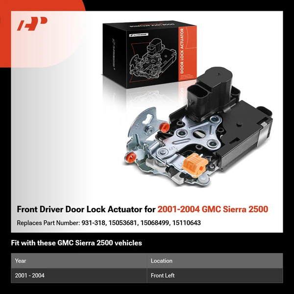 Front Driver Door Lock Actuator for 2001-2004 GMC Sierra 2500
