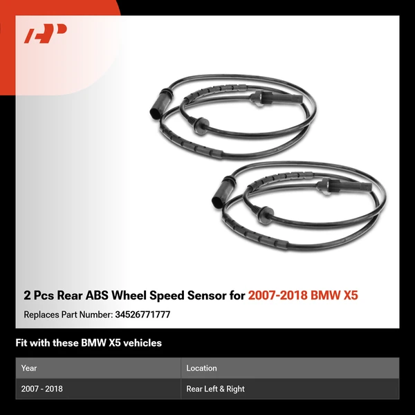 2 Pcs Rear ABS Wheel Speed Sensor for 2007-2018 BMW X5