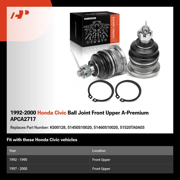 1992-2000 Honda Civic Ball Joint Front Upper A-Premium APCA2717