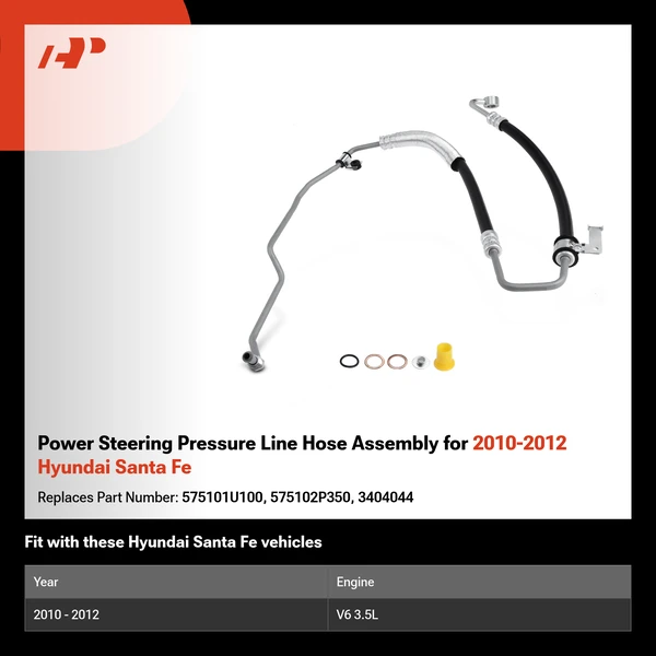 Power Steering Pressure Line Hose Assembly for 2010-2012 Hyundai Santa Fe