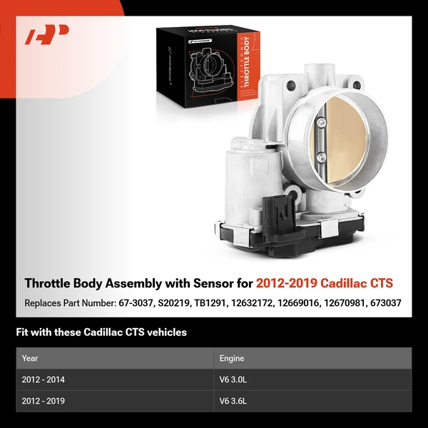 Throttle Body Assembly with Sensor for 2012-2019 Cadillac CTS
