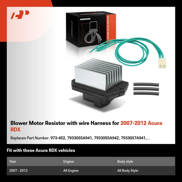 Blower Motor Resistor with wire Harness for 2007-2012 Acura RDX