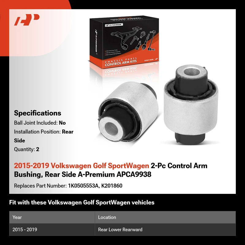2015-2019 Volkswagen Golf SportWagen 2-Pc Control Arm Bushing, Rear Side A-Premium APCA9938