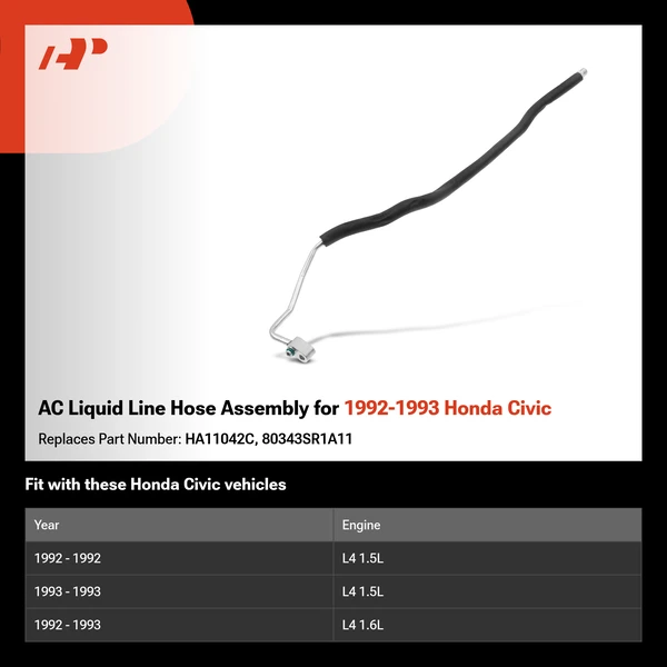 AC Liquid Line Hose Assembly for 1992-1993 Honda Civic
