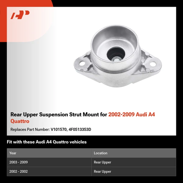 Rear Upper Suspension Strut Mount for 2002-2009 Audi A4 Quattro