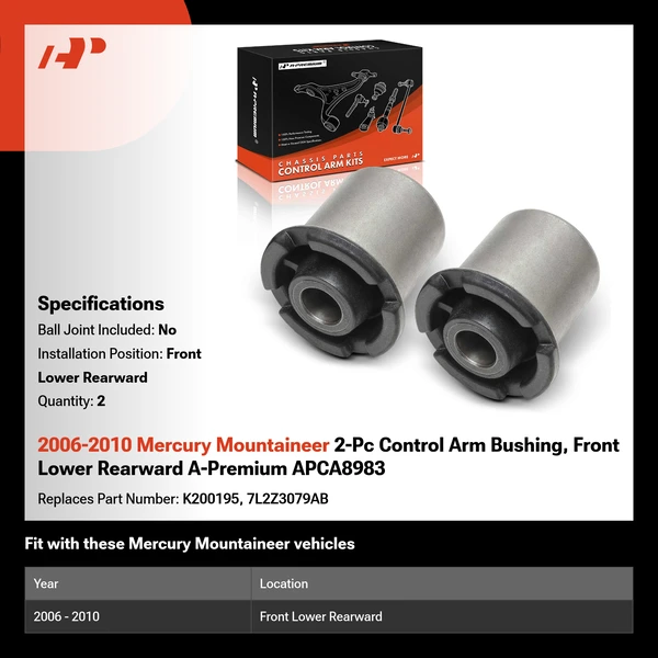 2006-2010 Mercury Mountaineer 2-Pc Control Arm Bushing, Front Lower Rearward A-Premium APCA8983