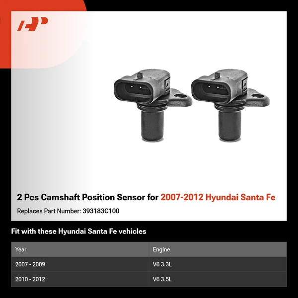 2 Pcs Camshaft Position Sensor for 2007-2012 Hyundai Santa Fe