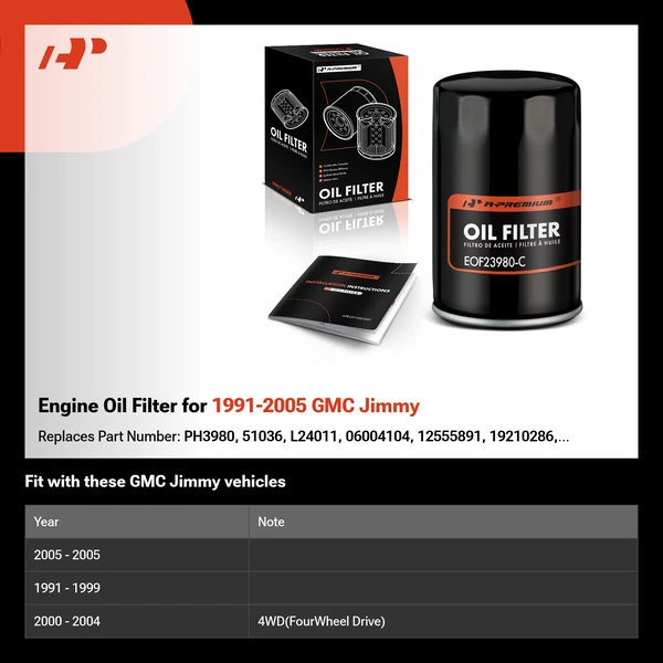 Engine Oil Filter for 1991-2005 GMC Jimmy