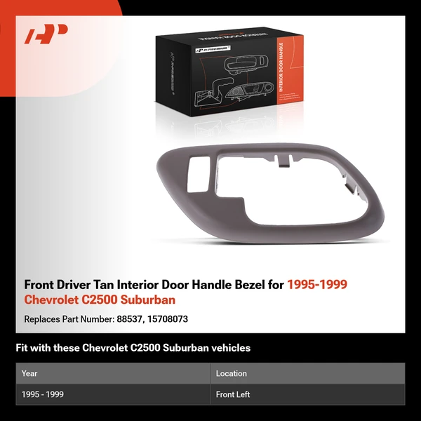 Front Driver Tan Interior Door Handle Bezel for 1995-1999 Chevrolet C2500 Suburban