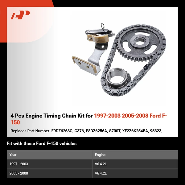 4 Pcs Engine Timing Chain Kit for 1997-2003 2005-2008 Ford F-150