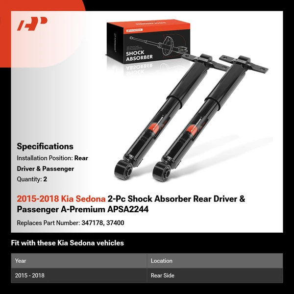 2015-2018 Kia Sedona 2-Pc Shock Absorber Rear Driver & Passenger A-Premium APSA2244