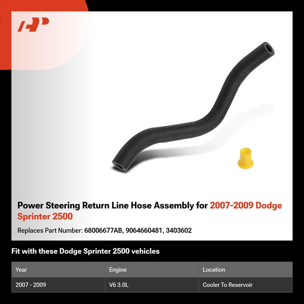 Power Steering Return Line Hose Assembly for 2007-2009 Dodge Sprinter 2500