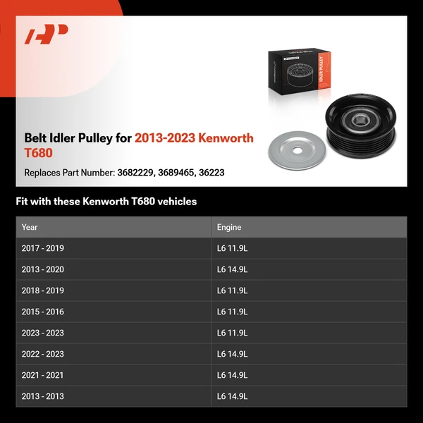 Belt Idler Pulley for 2013-2023 Kenworth T680