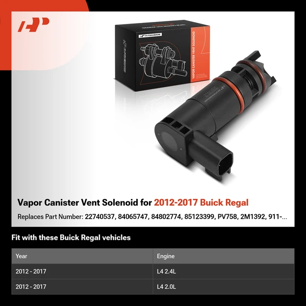 Vapor Canister Vent Solenoid for 2012-2017 Buick Regal