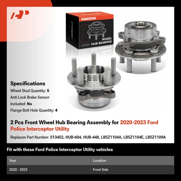 2 Pcs Front Wheel Hub Bearing Assembly for 2020-2023 Ford Police Interceptor Utility