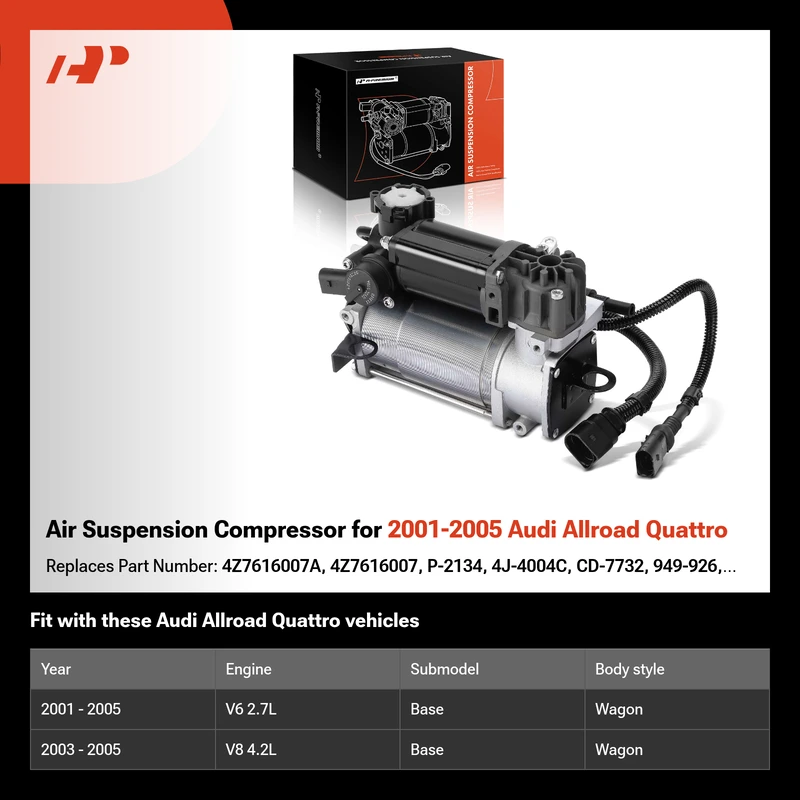 Air Suspension Compressor for 2001-2005 Audi Allroad Quattro