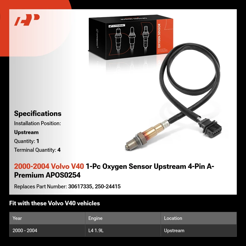 2000-2004 Volvo V40 1-Pc Oxygen Sensor Upstream 4-Pin A-Premium APOS0254