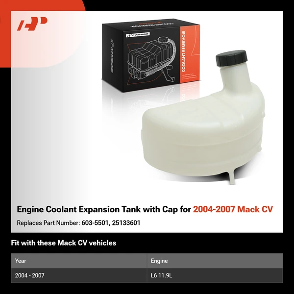 Engine Coolant Expansion Tank with Cap for 2004-2007 Mack CV