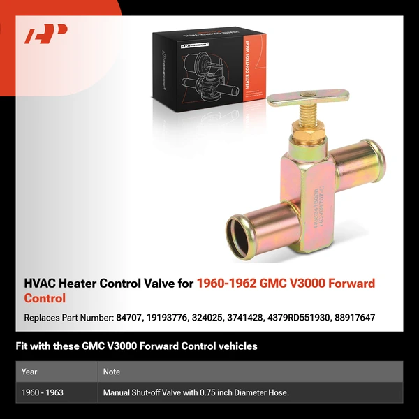 HVAC Heater Control Valve for 1960-1962 GMC V3000 Forward Control