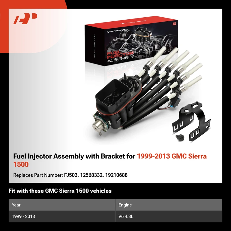 Fuel Injector Assembly with Bracket for 1999-2013 GMC Sierra 1500