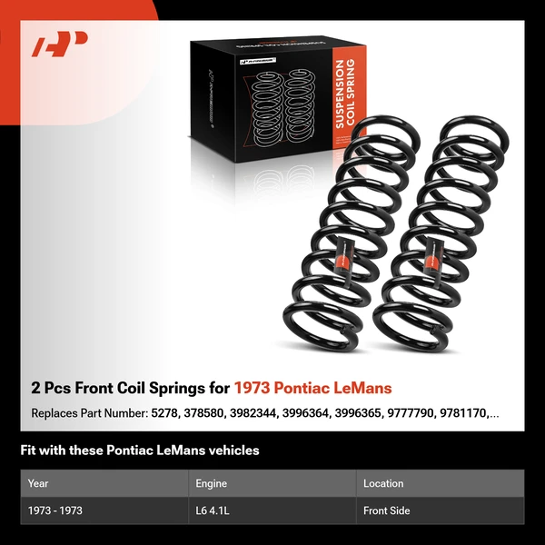 2 Pcs Front Coil Springs for 1973 Pontiac LeMans