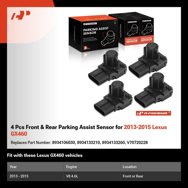 4 Pcs Front & Rear Parking Assist Sensor for 2013-2015 Lexus GX460