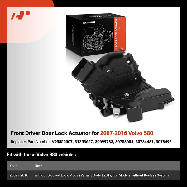 Front Driver Door Lock Actuator for 2007-2016 Volvo S80