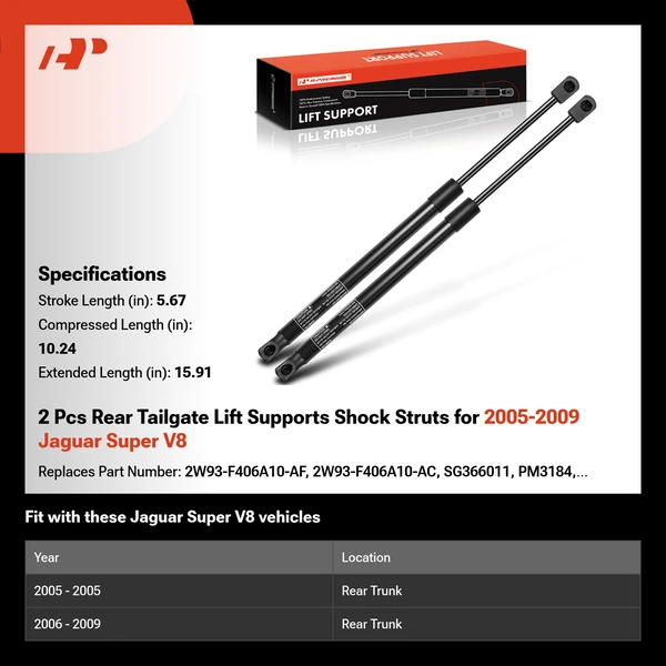 2 Pcs Rear Tailgate Lift Supports Shock Struts for 2005-2009 Jaguar Super V8