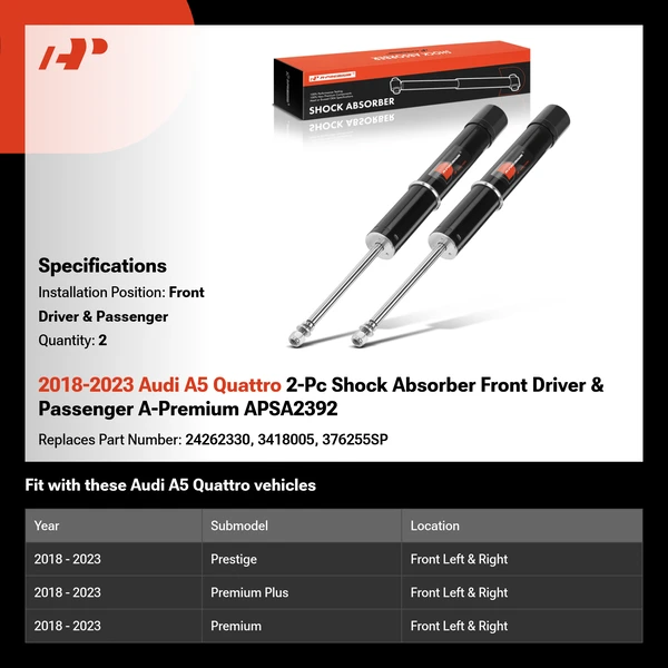 2018-2023 Audi A5 Quattro 2-Pc Shock Absorber Front Driver & Passenger A-Premium APSA2392