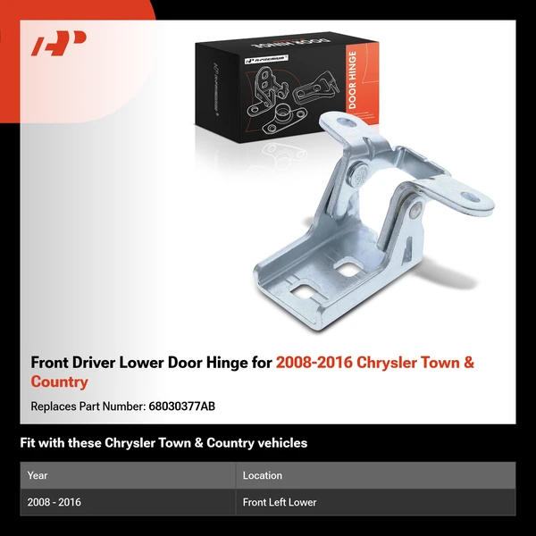 Front Driver Lower Door Hinge for 2008-2016 Chrysler Town & Country