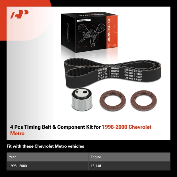4 Pcs Timing Belt & Component Kit for 1998-2000 Chevrolet Metro
