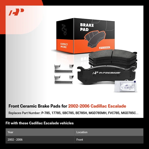 Front Ceramic Brake Pads for 2002-2006 Cadillac Escalade