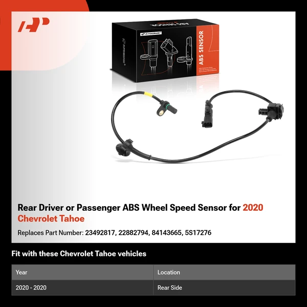 Rear Driver or Passenger ABS Wheel Speed Sensor for 2020 Chevrolet Tahoe
