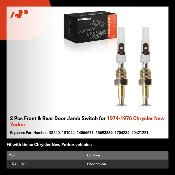 2 Pcs Front & Rear Door Jamb Switch for 1974-1976 Chrysler New Yorker