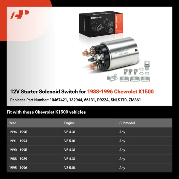 12V Starter Solenoid Switch for 1988-1996 Chevrolet K1500
