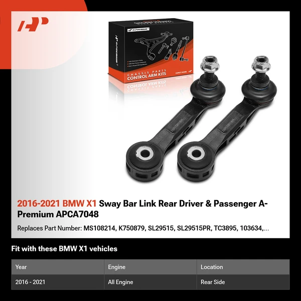2016-2021 BMW X1 Sway Bar Link Rear Driver & Passenger A-Premium APCA7048