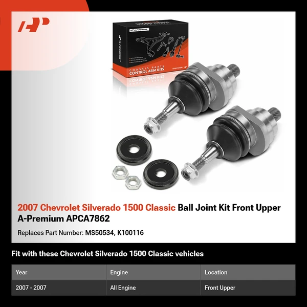 2007 Chevrolet Silverado 1500 Classic Ball Joint Kit Front Upper A-Premium APCA7862