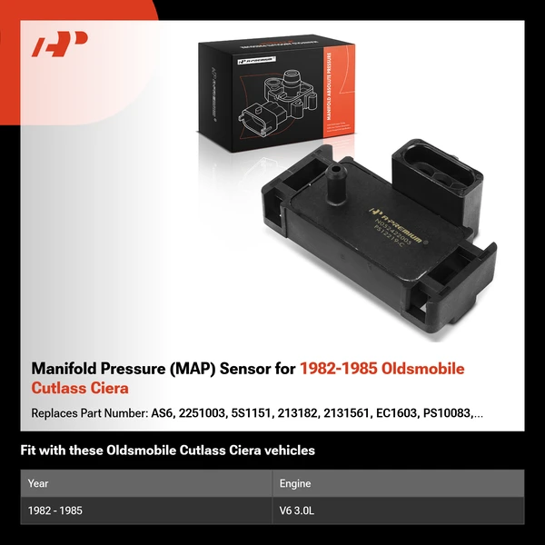 Manifold Pressure (MAP) Sensor for 1982-1985 Oldsmobile Cutlass Ciera