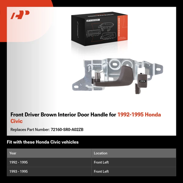 Front Driver Brown Interior Door Handle for 1992-1995 Honda Civic